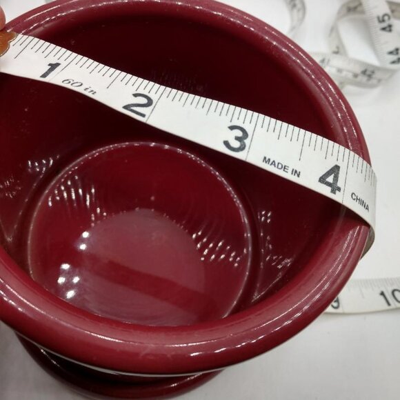 Longaberger Pottery Woven Traditions Paprika Crock with  Coaster Lid One Pint - Picture 5 of 6